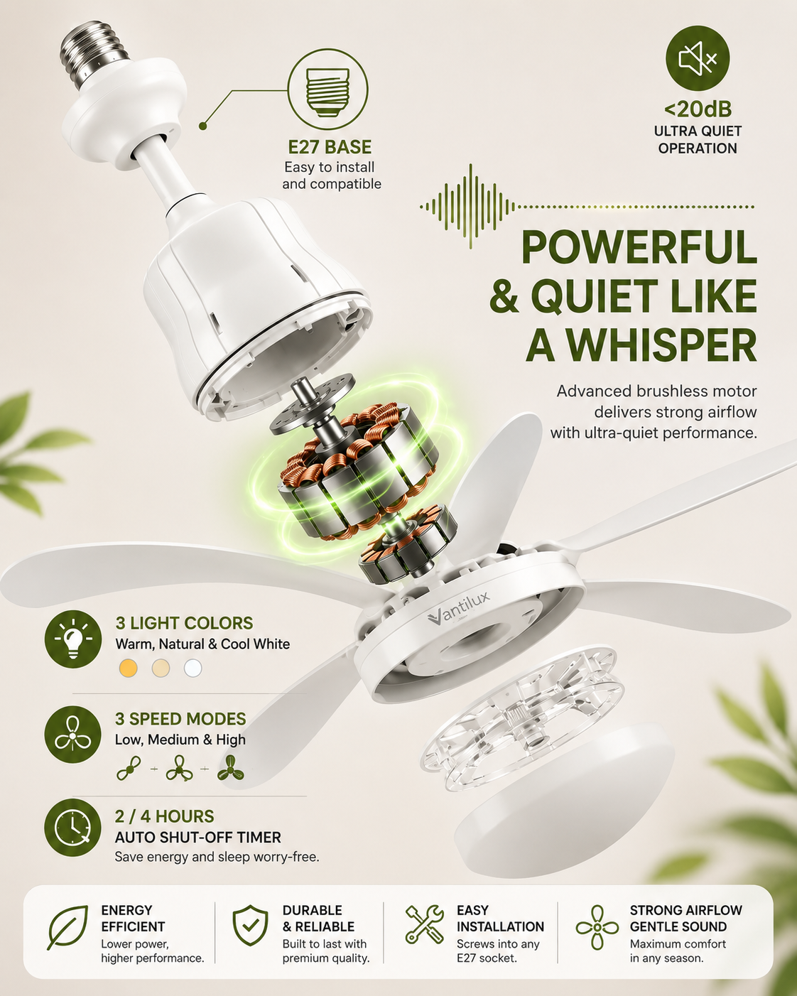 Socket Fan Light